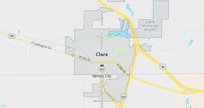 Map of Clare, MI