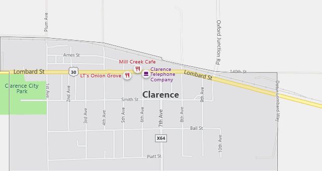 Map of Clarence, IA