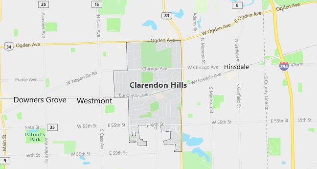 Map of Clarendon Hills, IL