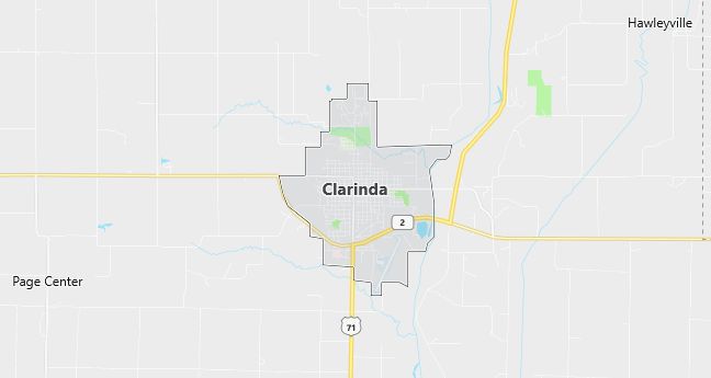 Map of Clarinda, IA