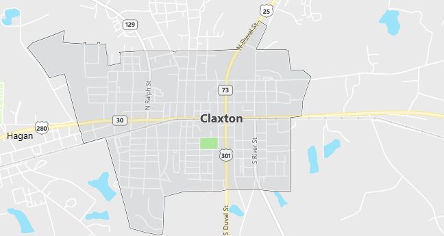 Map of Claxton, GA