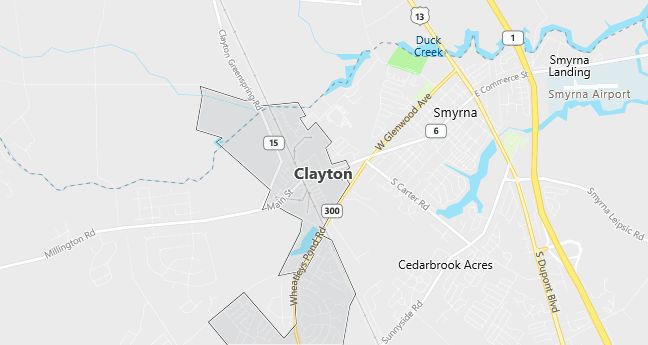 Map of Clayton, DE