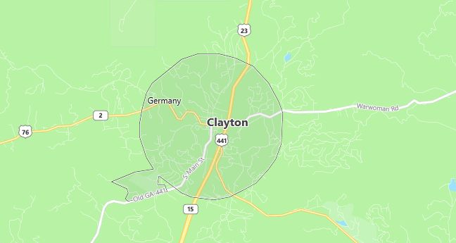 Map of Clayton, GA