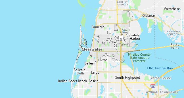 Map of Clearwater, FL