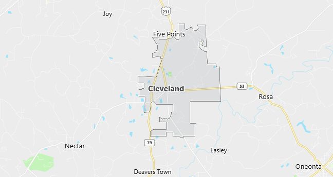 Map of Cleveland, AL