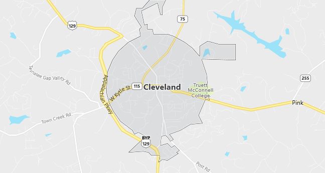 Map of Cleveland, GA