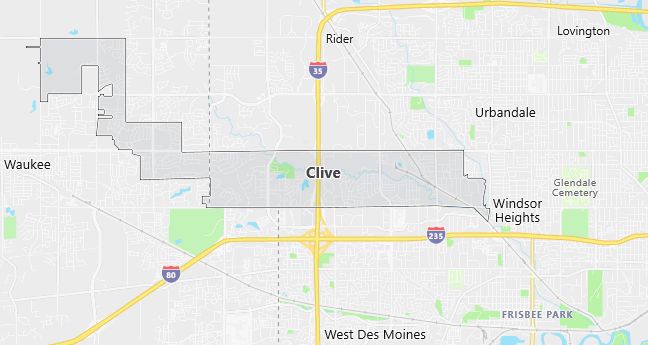 Map of Clive, IA