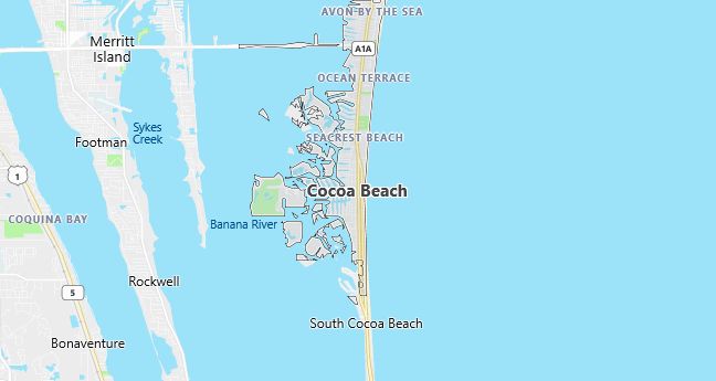 Map of Cocoa Beach, FL