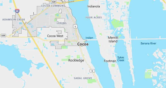 Map of Cocoa, FL