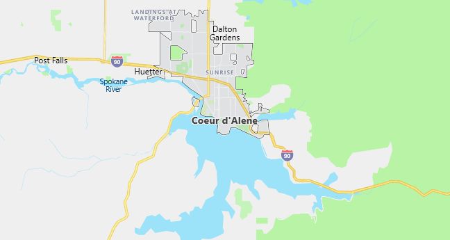 Map of Coeur D Alene, ID