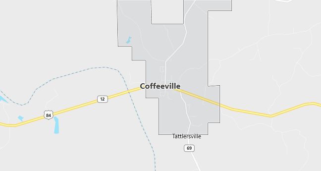 Map of Coffeeville, AL