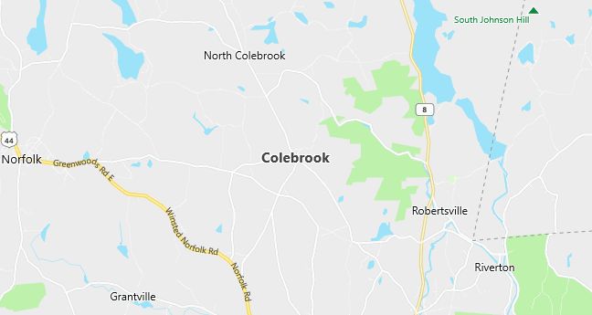 Map of Colebrook, CT