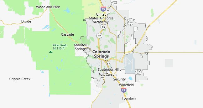 Map of Colorado Springs, CO