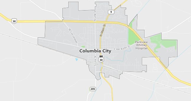 Map of Columbia City, IN