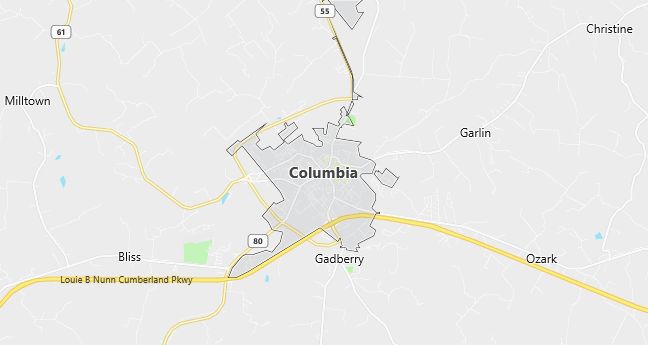 Map of Columbia, KY