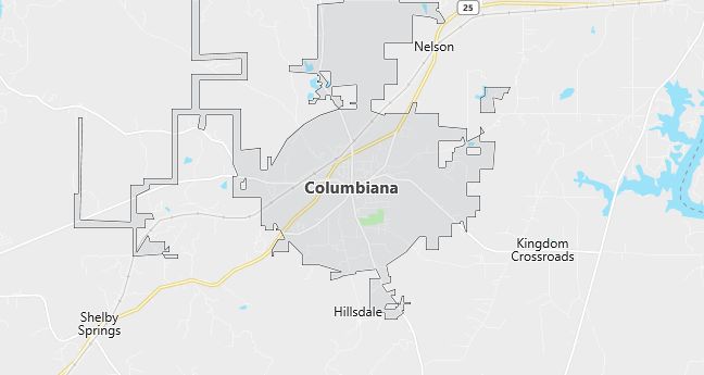 Map of Columbiana, AL