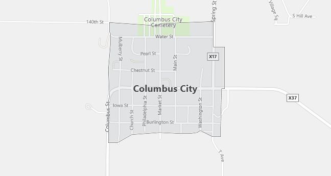 Map of Columbus City, IA