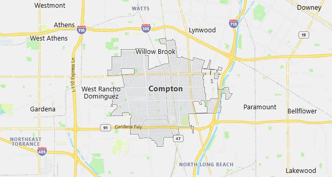 Map of Compton, CA