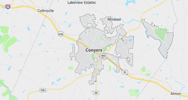 Map of Conyers, GA