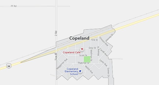 Map of Copeland, KS