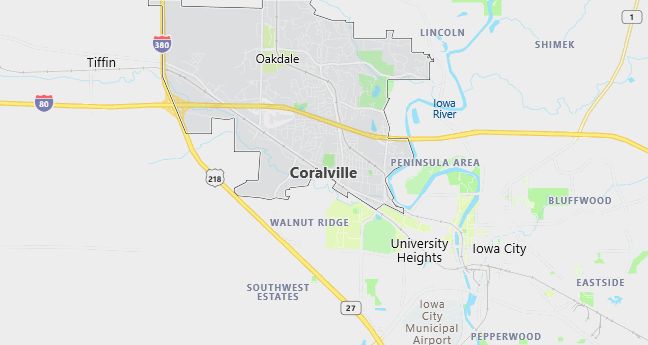 Map of Coralville, IA