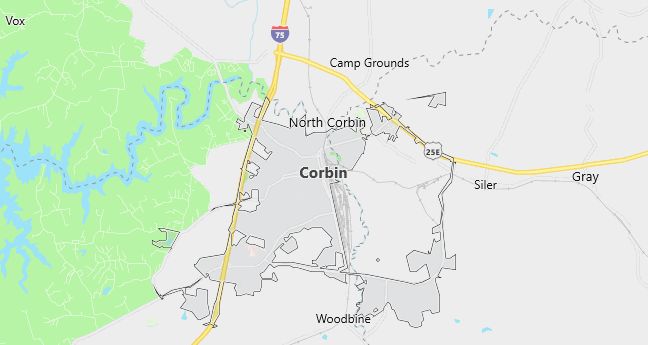 Map of Corbin, KY