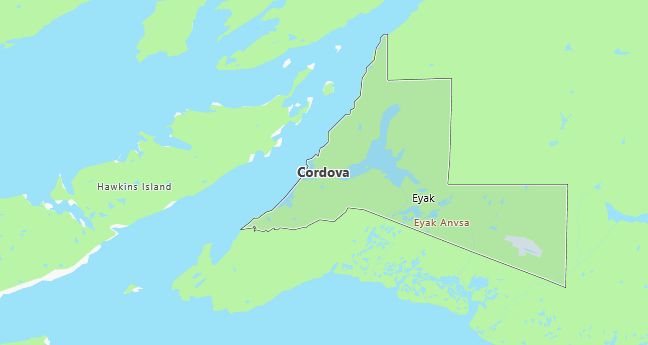 Map of Cordova, AK