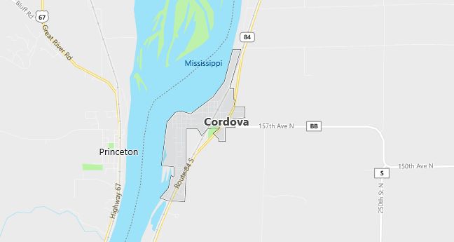 Map of Cordova, IL