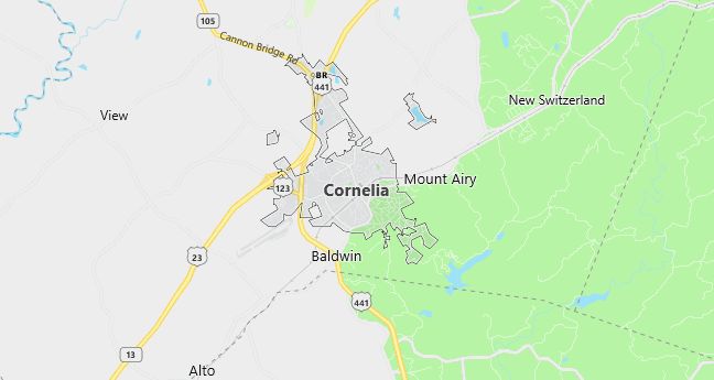 Map of Cornelia, GA