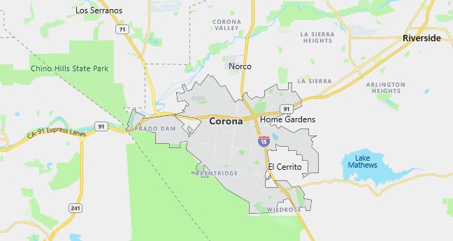 Map of Corona, CA