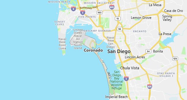 Map of Coronado, CA