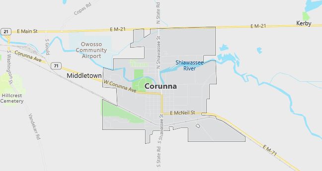 Map of Corunna, MI