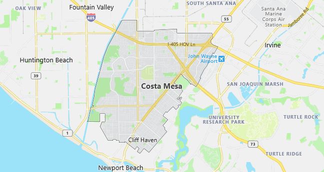 Map of Costa Mesa, CA