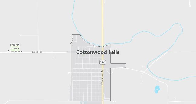 Map of Cottonwood Falls, KS