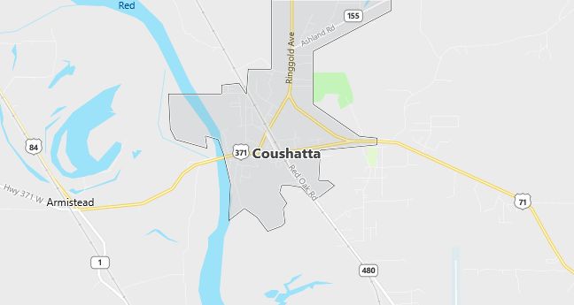 Map of Coushatta, LA