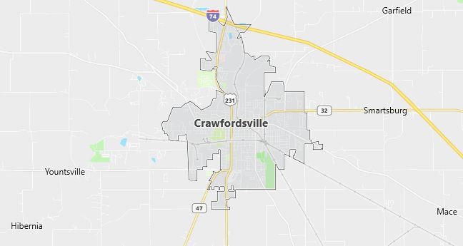 Map of Crawfordsville, IN