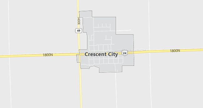 Map of Crescent City, IL