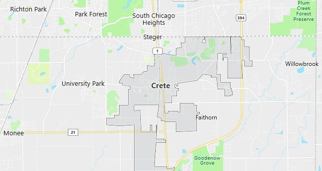 Map of Crete, IL