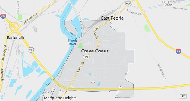 Map of Creve Coeur, IL