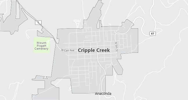 Map of Cripple Creek, CO