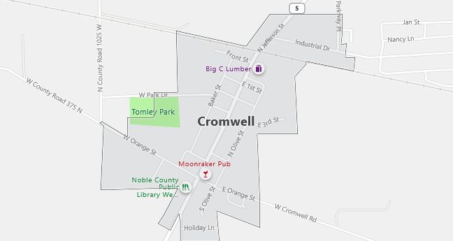 Map of Cromwell, IN