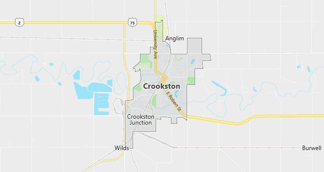 Map of Crookston, MN