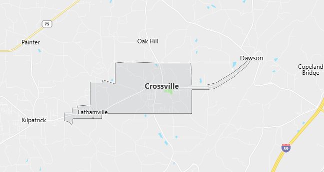 Map of Crossville, AL