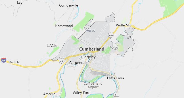 Map of Cumberland, MD