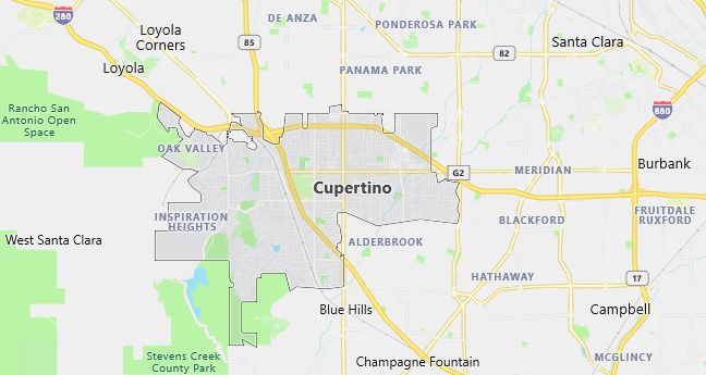 Map of Cupertino, CA