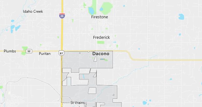 Map of Dacono, CO