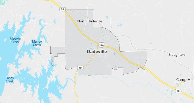 Map of Dadeville, AL