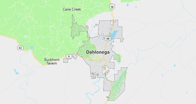 Map of Dahlonega, GA