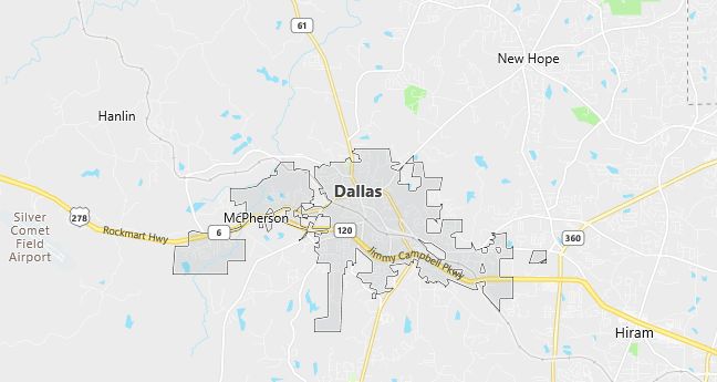 Map of Dallas, GA