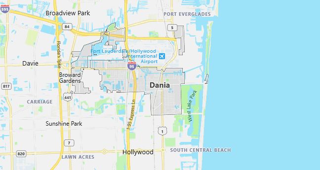 Map of Dania, FL